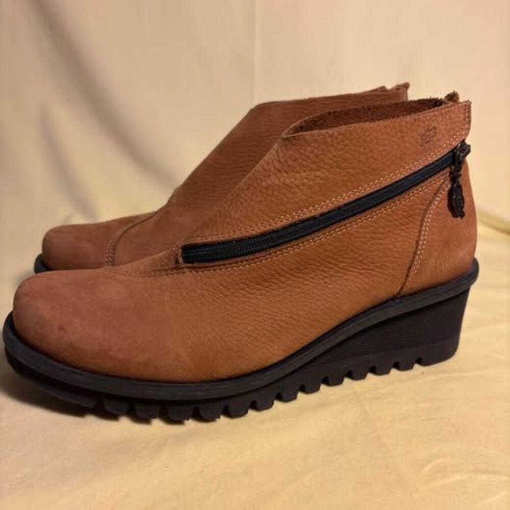 Loints of Holland Lightning Loeswijk Leather Wedge Ankle Boots - Tan - EU 37 / U